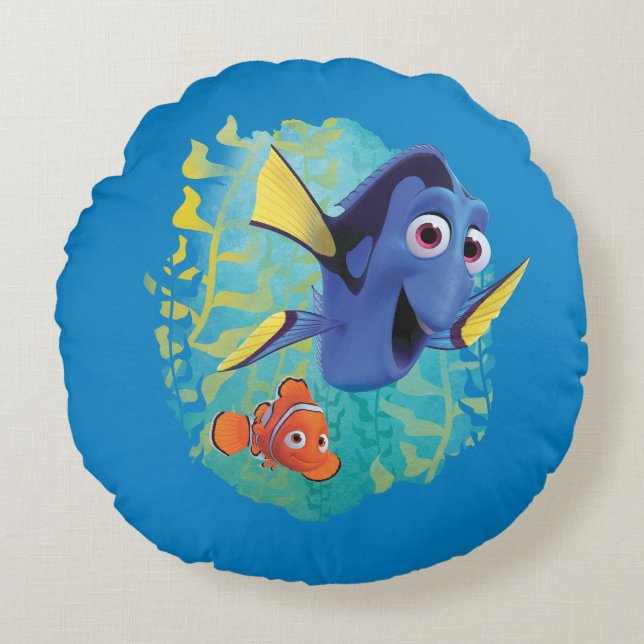 Dory & Nemo | Swim With Friends Round Pillow (Front)