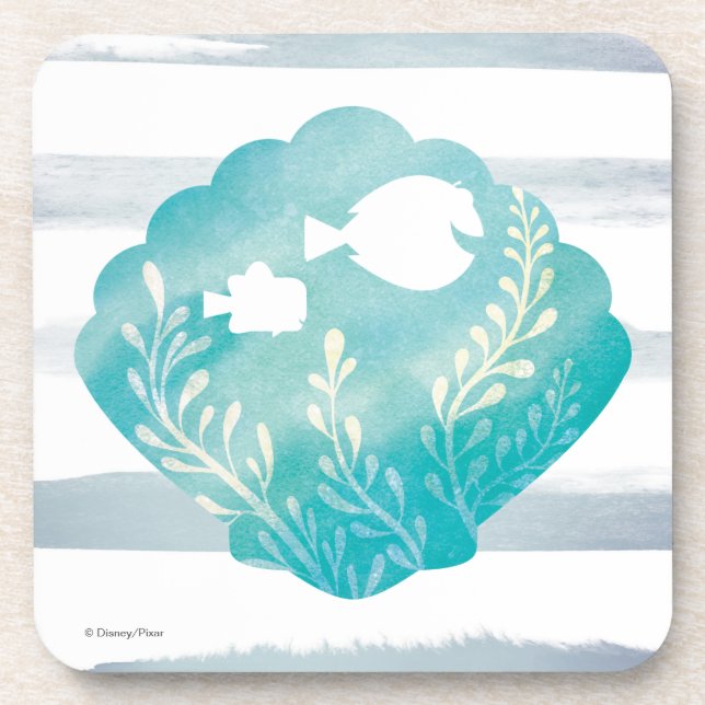 Dory & Nemo | Watercolor Shell Graphic Coaster (Front)