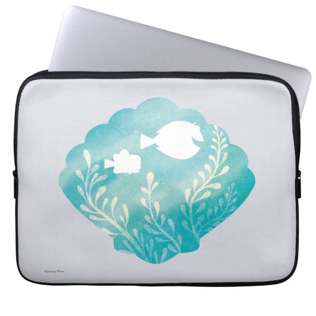 Dory & Nemo | Watercolor Shell Graphic Laptop Sleeve (Front)