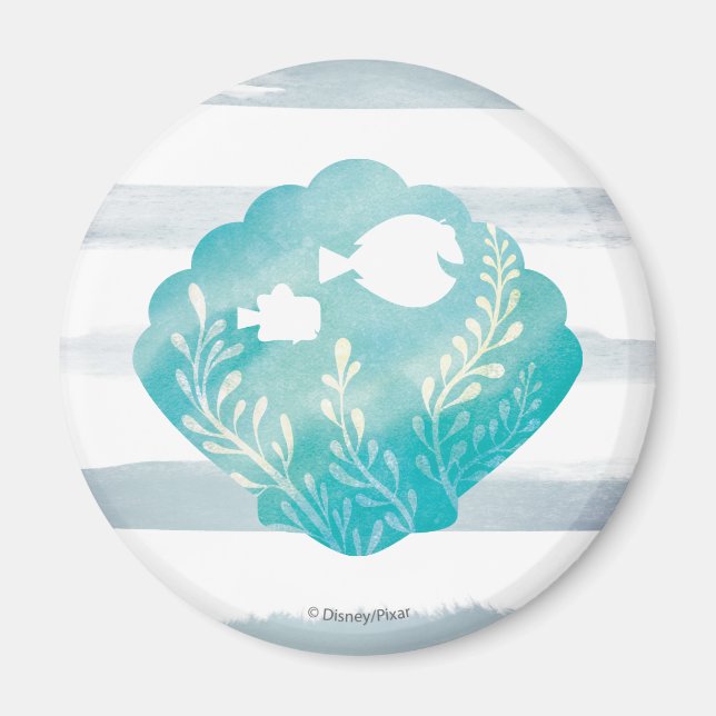 Dory & Nemo | Watercolor Shell Graphic Magnet (Front)