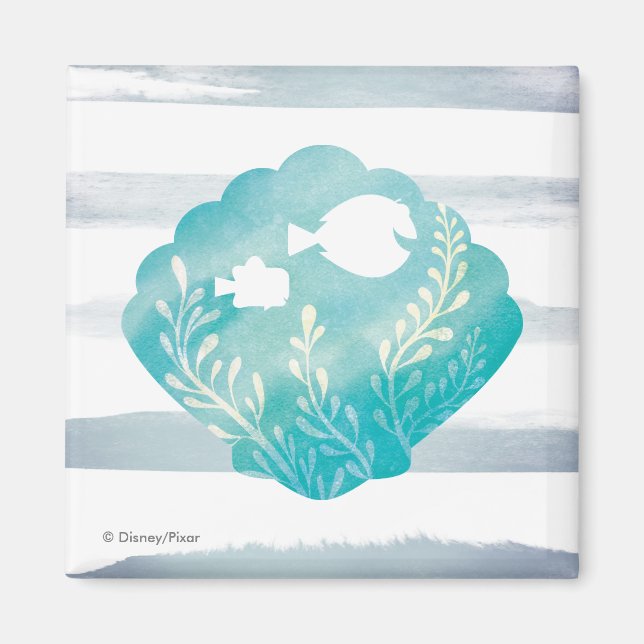 Dory & Nemo | Watercolor Shell Graphic Magnet (Front)
