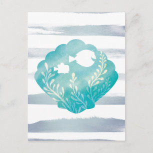 Dory & Nemo   Watercolor Shell Graphic Postcard