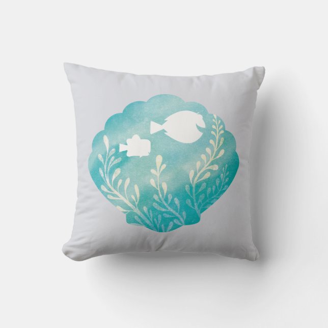 Dory & Nemo | Watercolor Shell Graphic Throw Pillow (Front)