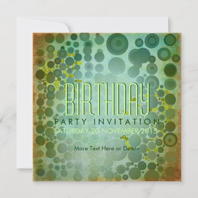 Dos Dots GRN | Grunge Bubble House Party Birthday Invitation (Front)