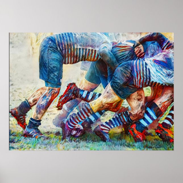 Dos Du Scrum - Rugby Peinture Impression (Devant)