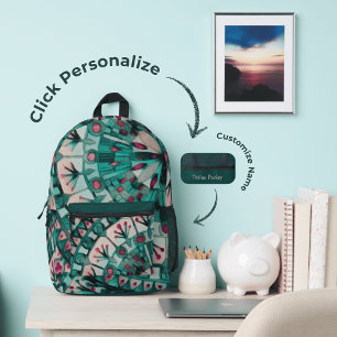Dos Imprimé Carreaux de mosaïque Boho Océan Turquoise - Sac à