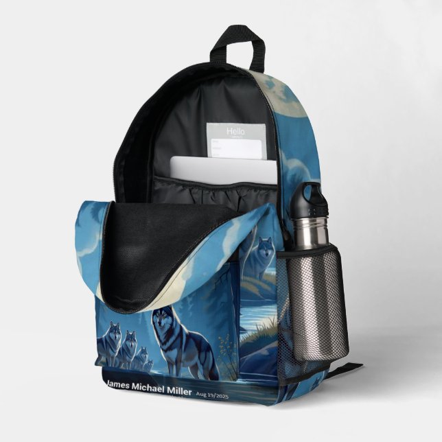 Dos Imprimé Sac à coudre pour impression Wolf (Coin arrière droit (ouvert))