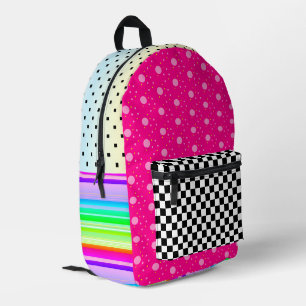 Dos Imprimé Sac à damier rayé noir rose arc-en-ciel