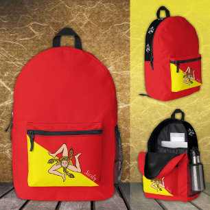 Dos Imprimé Sicile, sac à dos, Drapeau sicilien, Triskelion