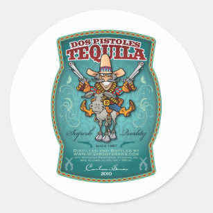Dos Pistoles Tequila Classic Round Sticker