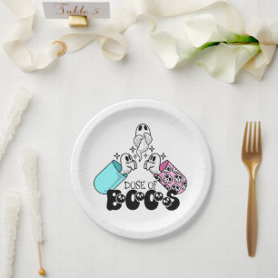 Dose of Boos Medical Ghost Halloween Paper Plate