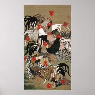 Doshoku Sai-e (20) Gunkei-zu, Jakuchu ITO Poster