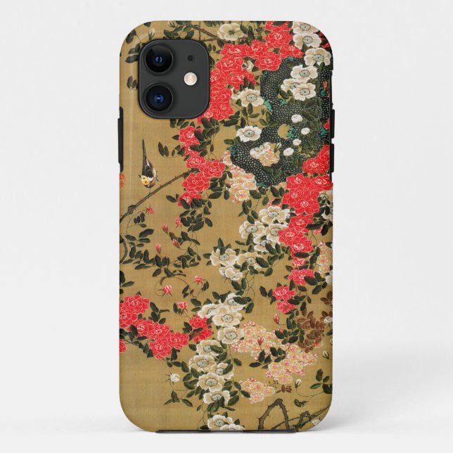 Doshoku Sai-e (21) Rose Bird, Jakuchu ITO Case-Mate iPhone Case (Back)
