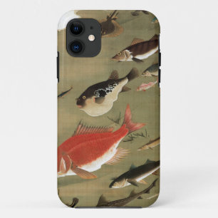 Doshoku Sai-e (28) Group of fish paintings, by Jak iPhone 11 Case