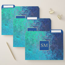 bleu océan et vert avec monogramme