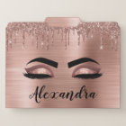 Blush Rose Gold Faux Cils Monogramme Paillettes