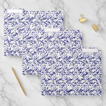 Dossier de fichiers floral chinoiserie bleue
