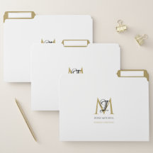Élégant Monogramme moderne Nom Black White Gold