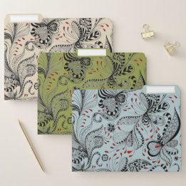 Dossier Floral rouge noir