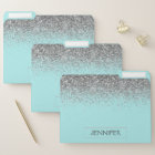 Turquoise Aqua Bleu Argent Paillettes Monogramme N