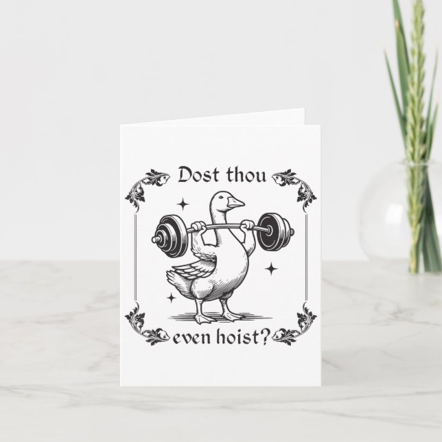 Dost Thou Even Hoist_ Funny Medieval Gym Workout G Card (Front)