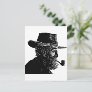 Dot and Line Portrait: Wise Old Man Smoking a Pipe Invitation