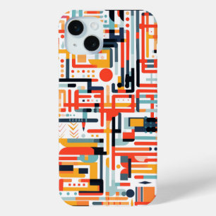 Dot and rod patterns on white  iPhone 15 mini case