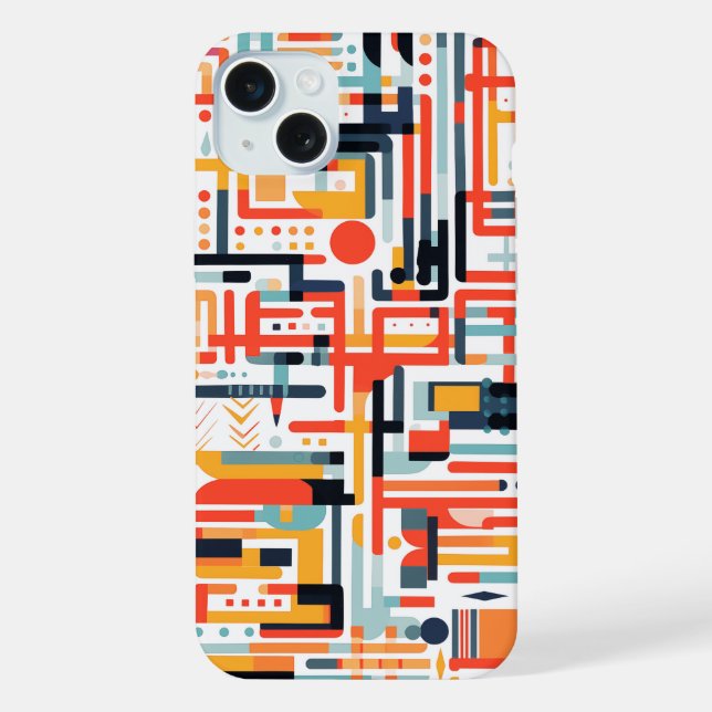 Dot and rod patterns on white  iPhone case (Back)