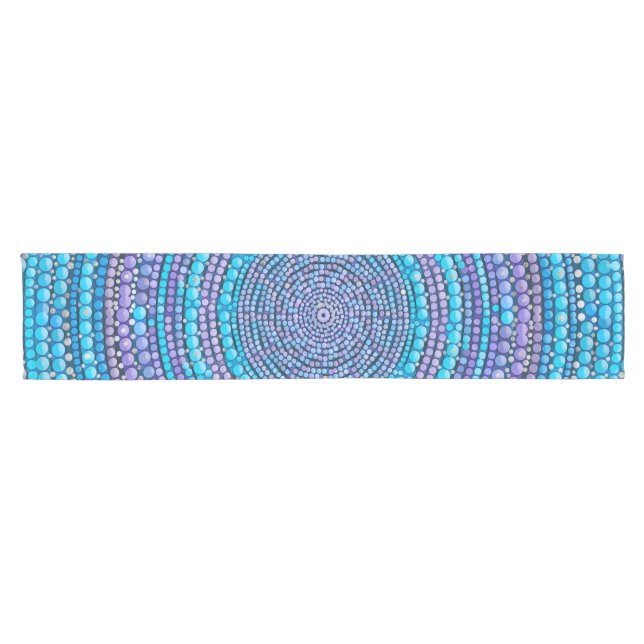 Dot Art Pastel blue and purple Mandala Short Table Runner (Horizontal)