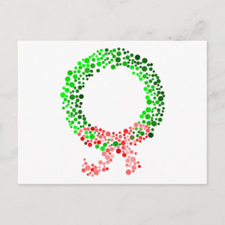 Dot Christmas Wreath with Bow Holiday Postcard