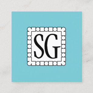 Dot Dash Box 02 - Initials - Robin Egg Blue Square Business Card