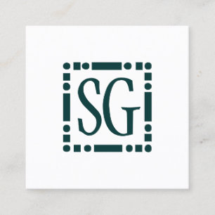 Dot Dash Box - Initials - Dark Green Square Business Card