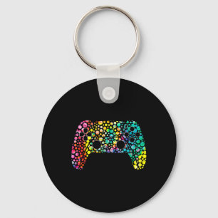 Dot Day Gamers Boy Game Controller Colourful Polka Keychain