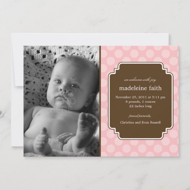 Dot Delight Baby Girl Faire-part de naissance (Devant)