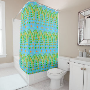 Dot Design Green and Blue Shower Curtain
