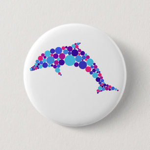 Dot Dolphin Colorfull Abstract Sea Animal 2 Inch Round Button