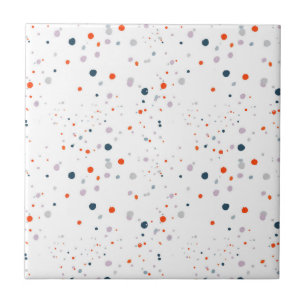 Dot Fusion" Small Big Multicolor Polka Dot White Tile