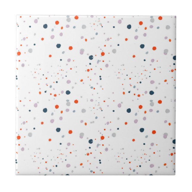 Dot Fusion" Small Big Multicolor Polka Dot White  Tile (Front)