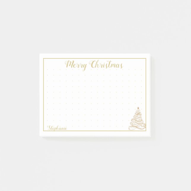 Dot Grid:  Golden Filigree Christmas Tree Elegant  Post-it Notes (Front)