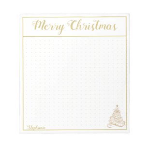 Dot Grid:  Golden Filigree Christmas Tree Notepad