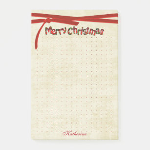 Dot Grid Merry Christmas Tartan Pattern Typography Post-it Notes