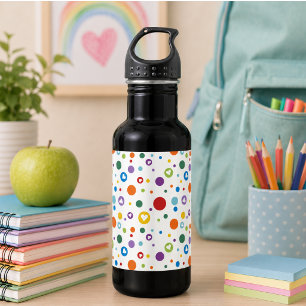 dot heart Rainbow Colours Cute Back to School 532 Ml Water Bottle