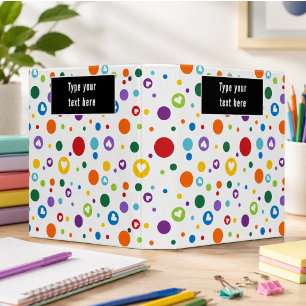 dot heart Rainbow Colours    Cute Back to School Binder
