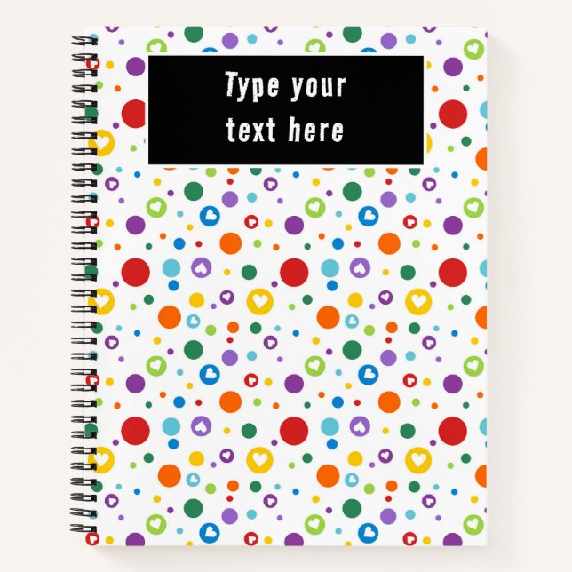 dot heart Rainbow Colours  | Cute Back to School Notebook (Front)
