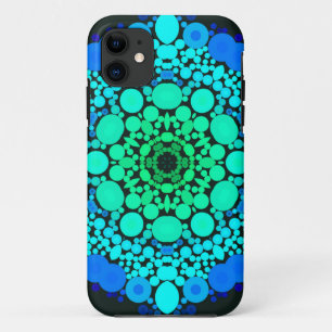 Dot Mandala Flower Blue and Green iPhone 11 Case