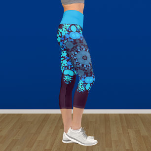 Dot Mandala Flower Blue and Purple Capri Leggings