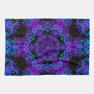 Dot Mandala Flower Blue and Purple Kitchen Towel