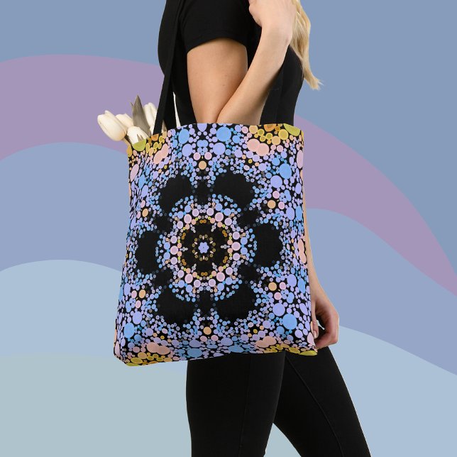Dot Mandala Flower Blue and Yellow Tote Bag (Creator Uploaded)