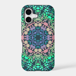 Dot Mandala Flower Blue Green and Pink