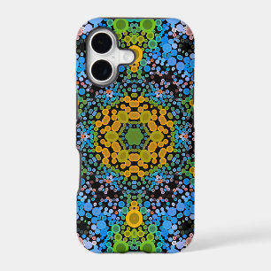 Dot Mandala Flower Blue Yellow and Green